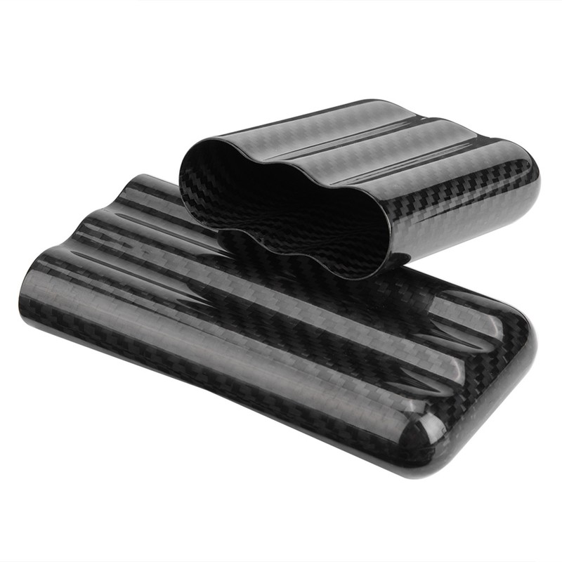 Carbon Fiber Cigar Case Humidors 3 Tubes Cigar Holder Storage