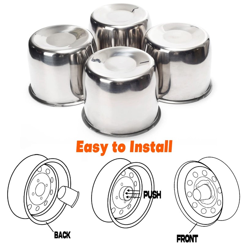 GTownWorks Stainless Steel Center Caps 4.25 inch Push Through for