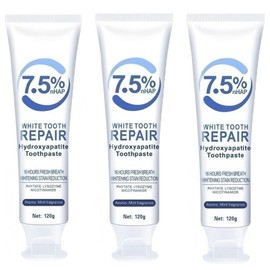 3PCS 7.5% Hydroxyapatite Toothpastes for Enamel Protection and Tooth Strengthening, 7.5% Nano Hydroxyapatite Toothpaste White Tooth Repair, Fluoride-Free, Gentle Mint, Fresh Breath