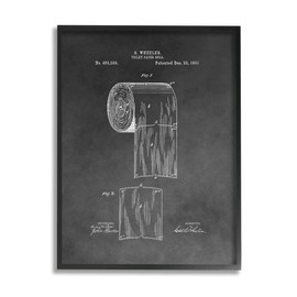 Stupell Industries Vintage Toilet Paper Patent Figure Diagram Distressed Grey Black Framed Wall Art, 11 x 14