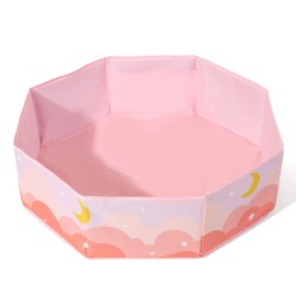 GOGOSO Pink Ball Pit for Toddlers, Large Play Ball Pool with Basketball Hoop Big Playpen for Infant Kids, Dogs, and Cats - Sturdy Construction (Balls Not Included), Cloud