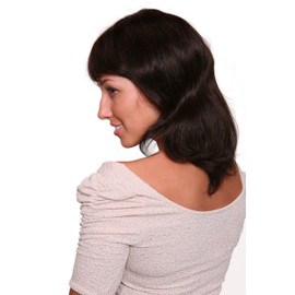 WIG ME UP - 81050QHH-0 Lady Quality Wig 100% Human hair medium shoulder length straight natural dark brown color (0) colour/dye yourself fringe