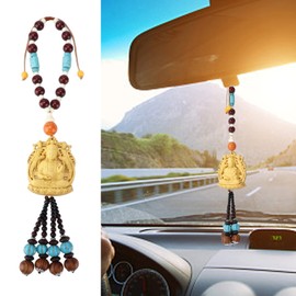 Buddha Pendant Boxwood Lucky Necklace Calm Minds Relaxing Emotions Car Rear View Mirror Pendant Feng Shui Hanging Ornament for Interior Suspension