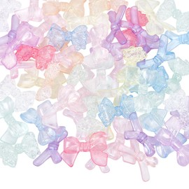 SUNNYCLUE 60Pcs 3 Styles Bowknot Acrylic Bead Bow Shaped Beads Bulk Transparent Plastic Small Bows Bowtie Spacer Charms for Jewellery Making Pendants Earrings Necklaces Bracelets Keychain Ornaments