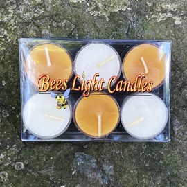 Beeswax Tealight Candles/Multicolor pack YELLOW & WHITE Pure Natural Bees Wax Handmade in USA/Half Dozen or Dozen Tea Light Candle Sets (Set of 12 Multicolor in Box)
