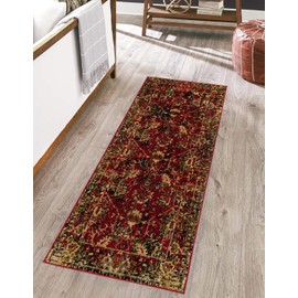 Unique Loom Saturn Collection Area Rug - Ion (2' 2" x 12' Runner, Burgundy/ Beige)