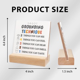 Grounding Technique Sign, Mental Health Gifts for Women, Therapist Office Desk Decor Wooden, Psychology Decorations for Corner Classroom Counseling Office, Psychology Gifts for Counselor