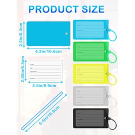 Luggage Tags for Suitcases,5 Pack Luggage Tags for Suitcases Silicone Tags,Waterproof Tags for Suitcase,Clear Colorful Suitcase Bagtags with Name Id Label and Loop for Luggage,Travel Bagtags for Men.