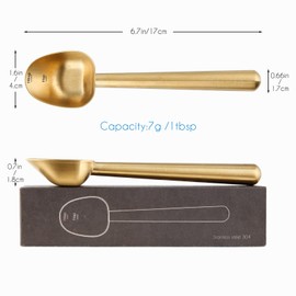 Easyworkz ステンレス鋼 ロング ハンドル コーヒースクープ 7g 計量スプーン「真鍮ゴールド」