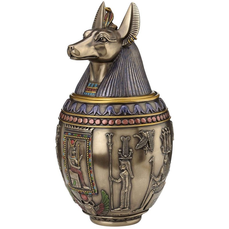 Rare Egyptian Anubis Dog Memorial Urn Canopic Jar