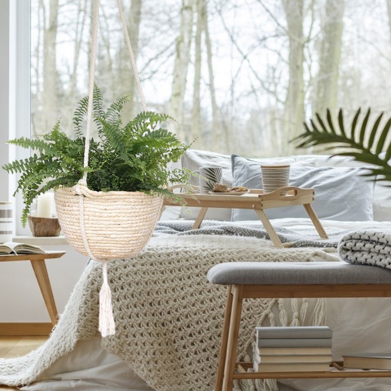 Natural Hanging Seagrass Plant Baskets Dural Layer Flower Planting Basket