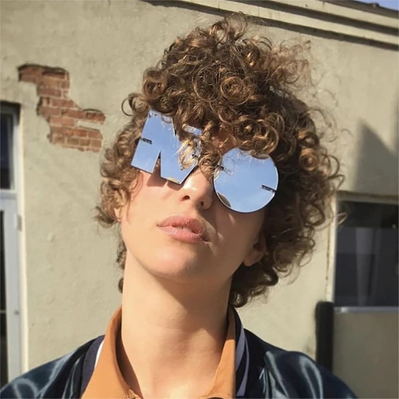 ENTHYI Letter NO Party Rimless Irregular Design Sunglasses For Men/Women