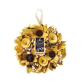 Paseo Sunflower Wreath S, Yellow, Φ7.1 inches (18 cm), XS-181S-YE