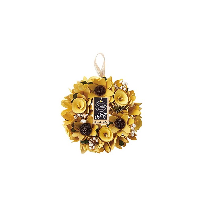 Paseo Sunflower Wreath S, Yellow, Φ7.1 inches (18 cm), XS-181S-YE