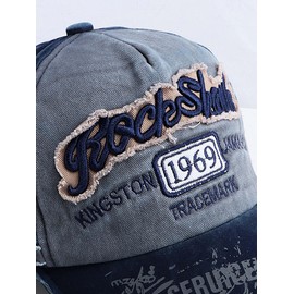 Eoslya Baseball Cap Mens - Distressed Baseball Hats, Washed Vintage Retro Dad Cap Denim Old Style Strapback Caps Cotton Soft Embroidered Adjustable Sport Cap for Outdoor Men UK Navy(with Grey)