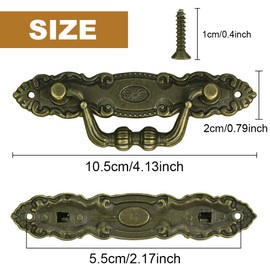 KBNIAN 4 Pcs Antique Furniture Handles, Bronze Drawer Ring Pull Handles Vintage Decorative Handles Drawer Handles with Screws for Furniture cabinets, cabinets, Dressers, Wooden Boxes