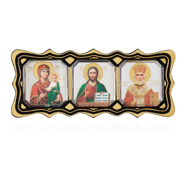 NKlaus Car Badge Icon Triptych GM Of Smolensk Jesus Cristus