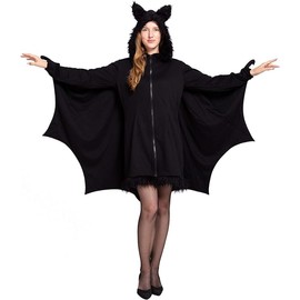 Sudadera Con Capucha Y Cremallera De Murciélago Negro Para Mujer, Disfraz De Halloween Para Adultos (S/160-165)
