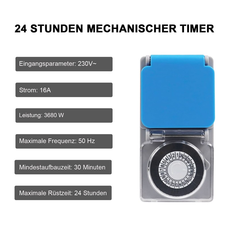 EXTRASTAR Digital Timer Socket with 10 Configurable Programmes, Plug-In Timer