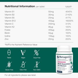 Metagenics Multi Essentials for Women, Multivitamin & Minerals - 30 Tablets
