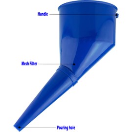 Blue Angled Fuel Funnel – With fine mesh filter for easy refilling – Antistatic Lightweight Funnel – Practical and Versatile – Angled design that holds itself. Set by MYPURECORE