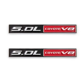 2 Pieces 5.0L Coyote V8 Emblem Sticker Car Motorcycle Sticker Car 3D Sticker Badge Fit for Car Truck SUV (Silver Red)
