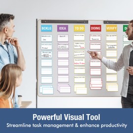 HOMiDEK Magnetic Kanban Board Scrum Card, 5x3 Dry Erase Magnet Label, Reusable Planning Card Agile Board Kit for Whiteboard, Metal Board or Any Magnet Friendly Surface - 4 Markers Included