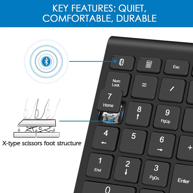 Foloda Bluetooth Number Pad, Wireless 10 Keys USB Number Numeric