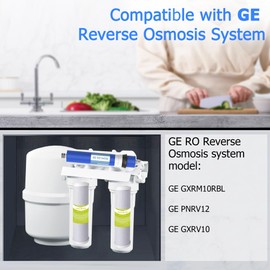 MewMore FX12P, FX12M, TFM-24 RO Water Filter Replacement Set, Fit for GE RO System (GXRM10RBL GXRM10G) - 4 x Activated Carbon Block Filters, 1 x 50 GPD Reverse Osmosis Membrane Filter