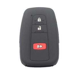 kcpros - Funda protectora de silicona de goma con 3 botones para llavero, sin llave, compatible con Toyota Prius RAV4 Highlander Corolla C-HR 2019 2020, color negro y rosa