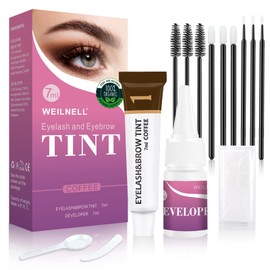 Eyelash & Eyebrow Color Kit, 2 in 1 Professional Instant Lash & Brow Color Kit with Natural Results, Easy to Use, Eye Brow & Eye Lash Coloring Set DIY Hair Coloring for Salon Home Use 7ml (Coffee)