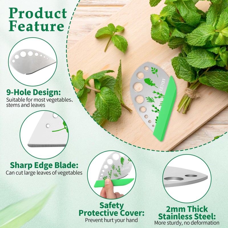 Herb Stripper 9 holes, Luxiv Stainless Steel Kitchen Herb Stripping