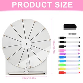 WDKXCN Lucky Wheel for Spinning, 30 cm Large Wheel of Fortune Set, Lucky Wheel Set, with Eraser and Marker Pen, for Wedding, Engagement, Party, School, Family Games, Baby Shower