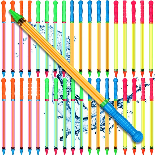 Wettarn Crayon Water Gun Bulk 24.8 Inch Water Tube Squirters Water Suction Guns Water Shooter Beach and Pool Toys Squirt Guns for Water Party Game Summer Pool Boys Girls Adults Toys(36 Pcs)