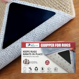 Pixel Motus Rug Tape - Non Slip Rug Pads for Hardwood Floors and Tiles, Reusable Carpet Tape for Area Rugs, Rug Tape Hardwood Floor No Damage, Washable Area Rug Pad Tape 16 PCS