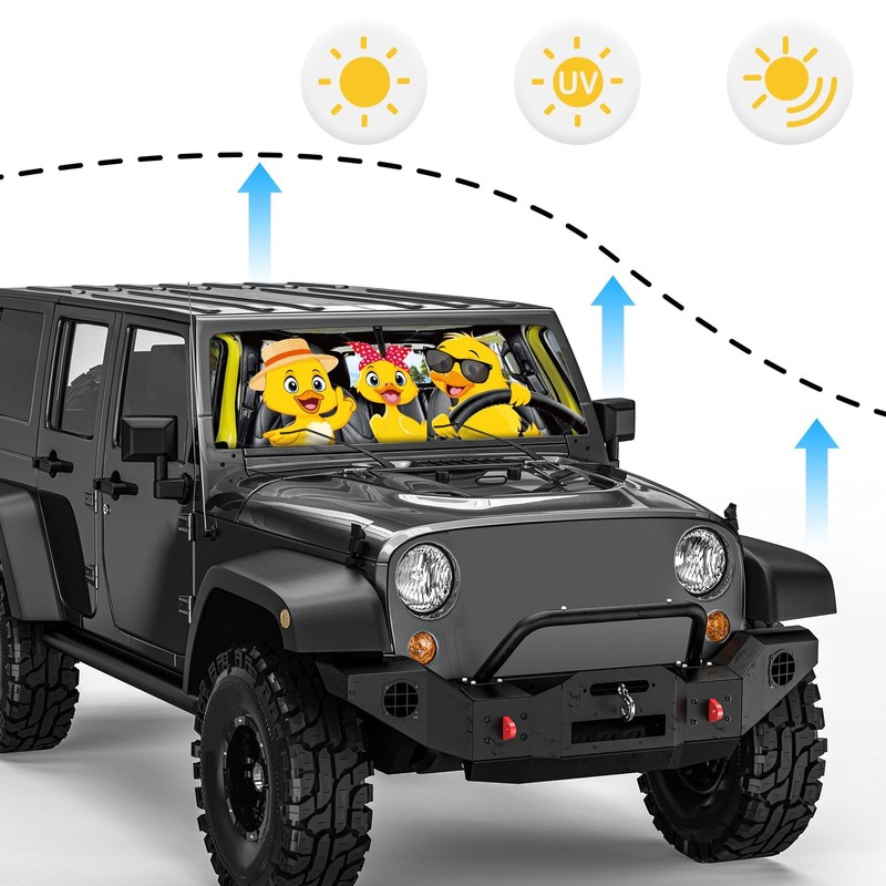 DaisyInner Windshield Sun Shade Compatible with Jeep Jk Jku Jl