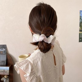 TUCEWP 2Pcs Scrunchies for Women Girls Pink Blue Scrunchies for Long Thick Curly Hair Bandana Scrunchie Soft Hair Bands Shimmer Ponytail Holders No Damage Elastic Hair Ties Cute Hair Accessories