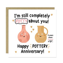 RED OCEAN Funny Pottery Anniversary Card For Husband Wife 9th Anniversary Card Ninth Anniversary For Him 9th Anniversary For Her Him With Envelope
