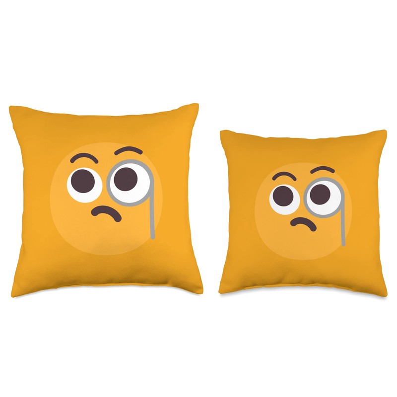 Emoticon Face with Monocle Throw Pillow