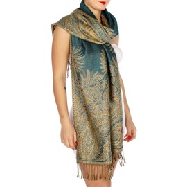 SERENITA Pashmina Scarf for Women Large Cashmere feel Big Paisley Rave Shawl Wraps, Soft Scarves Travel Accessories