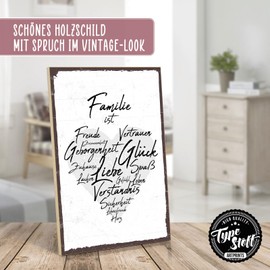 TypeStoff Wooden Sign with Saying - Family ist - Vintage Look with Quote as a Gift and Decoration on the Theme of Home, Trust and Cohesion - HS-00417