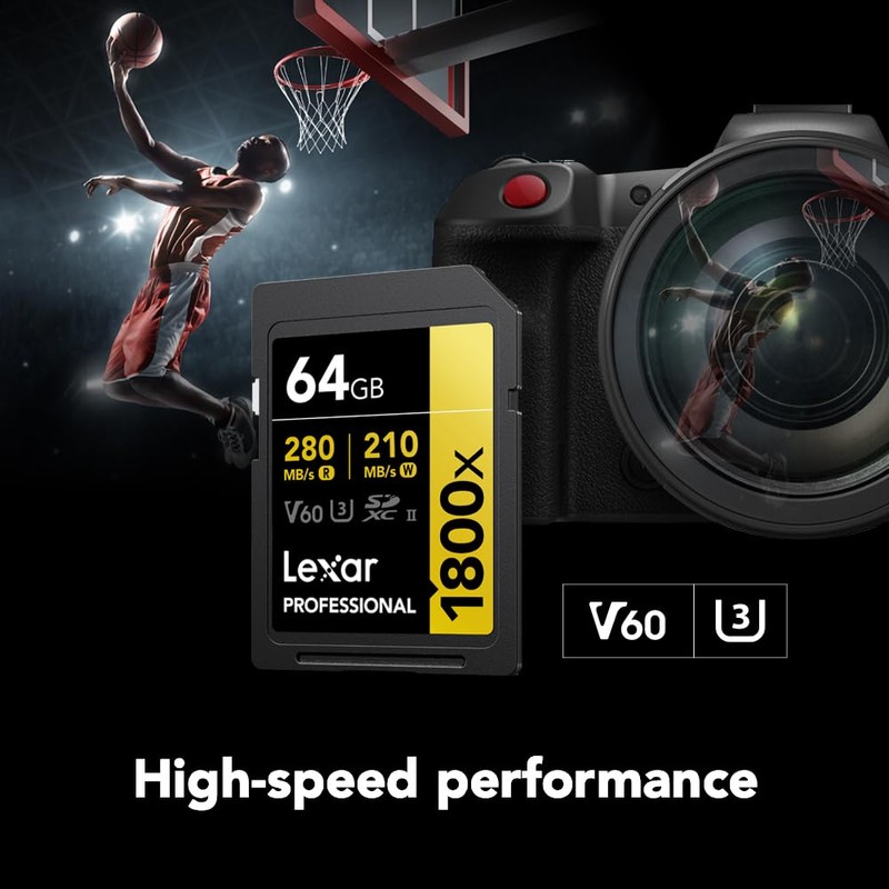 Lexar SD Card Professional 1800x SDXC Card Max Read 270MB/s