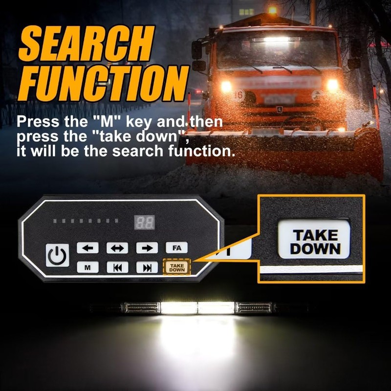 OPP ULITE Led Strobe Light Bar White Amber 9 Key