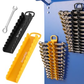 Wrench Organizer for Tool Box, 2 Pack Magnetic Wrench Holders with Handle, Includes FREE 10mm Double-Ended Wrench, Storage for Tool Box Drawer, SAE & Metric Wrench Rack