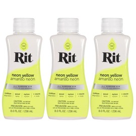 Rit Dye – 8 Oz. Liquid Fabric Dye for Clothing, Décor, and Crafts – Neon Yellow (3 Pack)