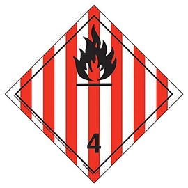 Class 4 Flammable Solid Placard 10-pk. - 10.75" x 10.75" Polycoated Tagboard for Temporary Applications - J. J. Keller - Complies with International Dangerous Goods Hazmat Placard Requirements