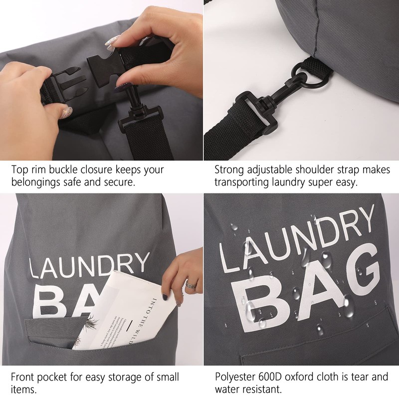 Kimmama Laundry Backpack,Laundry Bag with Adjustable Strap,Dirty Clothes Bag for