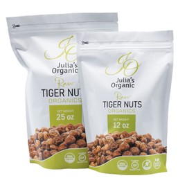 Julia's Organic Tiger Nuts (37 oz | Raw Snacks) Premium Raw Tiger Nuts | Gluten Free Snack, Non-GMO | Prebiotic Fiber | Paleo Friendly | Low Calories-Keto Diet | Before Use, Soak It.