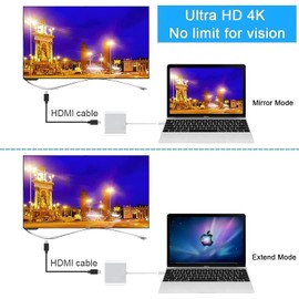 USB-C to HDMI Adapter, USB 3.1 Type C to HDMI 4K Multiport AV Converter with USB 3.0 Port Mac HDMI Adapter,USB-C Digital AV Multi Port Adapter for MacBook Pro/ S8+/S9+/Projector/Monitor