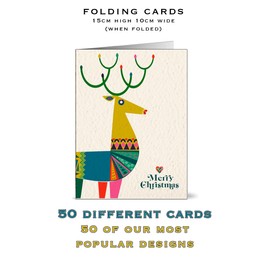 50 of Our Most Popular Christmas Cards with 50 Different Designs with Recycled Kraft Paper Envelopes (Popular)